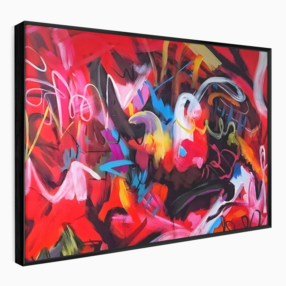 Tablou Canvas Premium LuxCanva® A1315, Red Graffiti , Living, Arta Stradala, Desen, Text, Camera Copil, Culori Vibrante