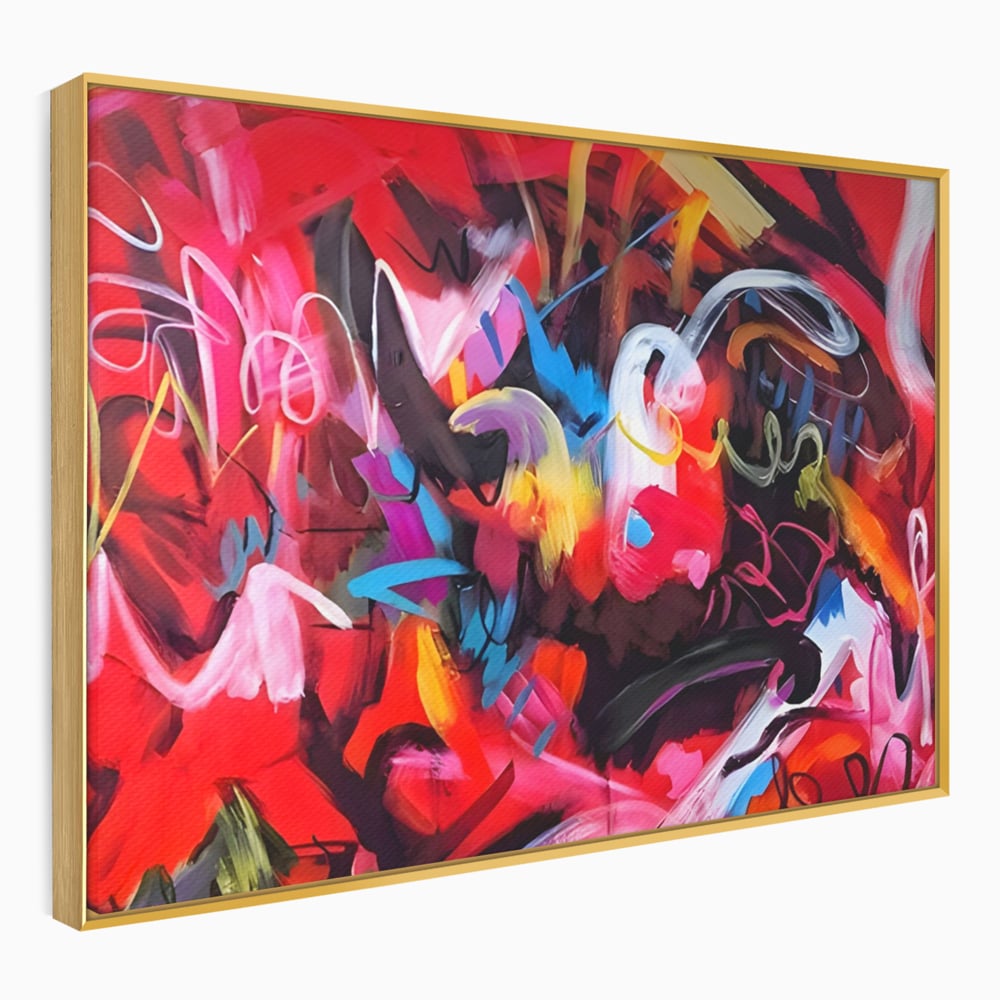 Tablou Canvas Premium LuxCanva® A1315, Red Graffiti , Living, Arta Stradala, Desen, Text, Camera Copil, Culori Vibrante