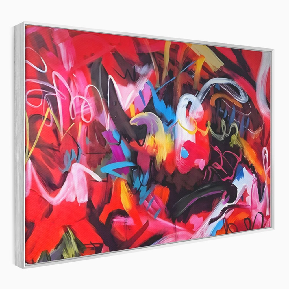 Tablou Canvas Premium LuxCanva® A1315, Red Graffiti , Living, Arta Stradala, Desen, Text, Camera Copil, Culori Vibrante