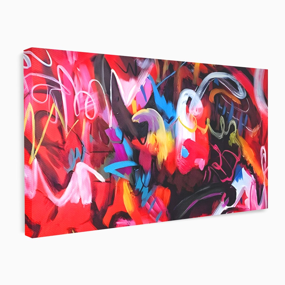 Tablou Canvas Premium LuxCanva® A1315, Red Graffiti , Living, Arta Stradala, Desen, Text, Camera Copil, Culori Vibrante