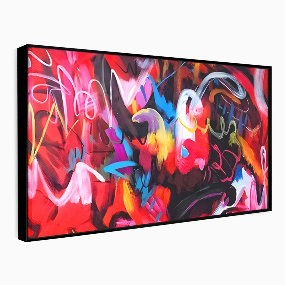 Tablou Canvas Premium LuxCanva® A1315, Red Graffiti , Living, Arta Stradala, Desen, Text, Camera Copil, Culori Vibrante