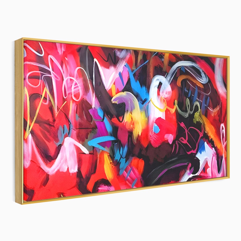 Tablou Canvas Premium LuxCanva® A1315, Red Graffiti , Living, Arta Stradala, Desen, Text, Camera Copil, Culori Vibrante