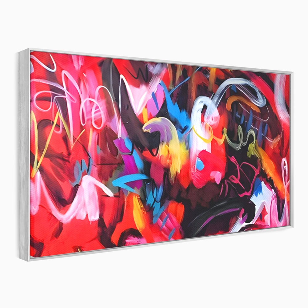 Tablou Canvas Premium LuxCanva® A1315, Red Graffiti , Living, Arta Stradala, Desen, Text, Camera Copil, Culori Vibrante