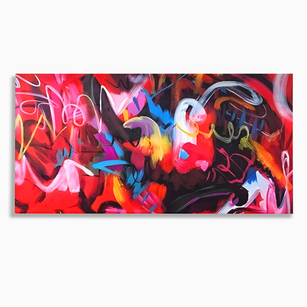 Tablou Canvas Premium LuxCanva® A1315, Red Graffiti , Living, Arta Stradala, Desen, Text, Camera Copil, Culori Vibrante
