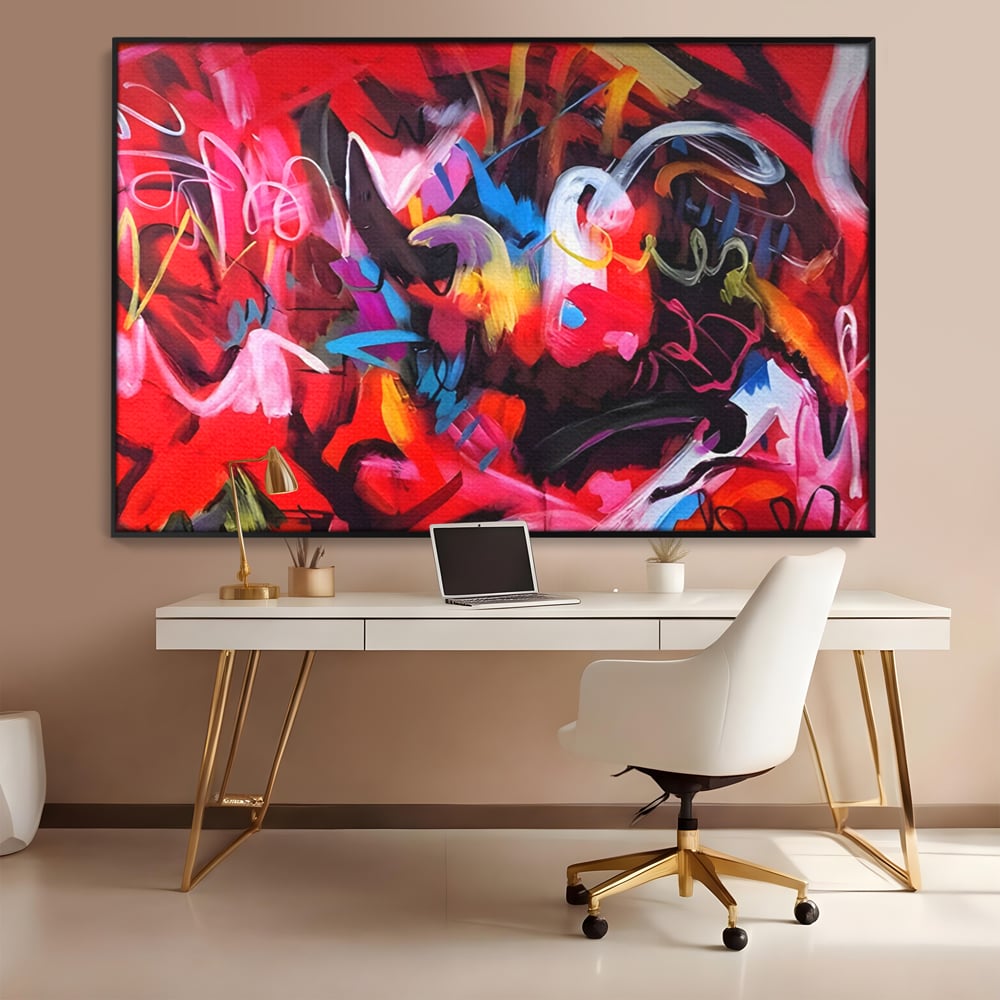 Tablou Canvas Premium LuxCanva® A1315, Red Graffiti , Living, Arta Stradala, Desen, Text, Camera Copil, Culori Vibrante