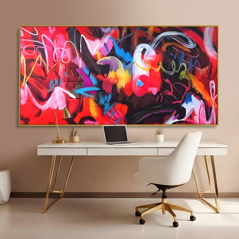 Tablou Canvas Premium LuxCanva® A1315, Red Graffiti , Living, Arta Stradala, Desen, Text, Camera Copil, Culori Vibrante