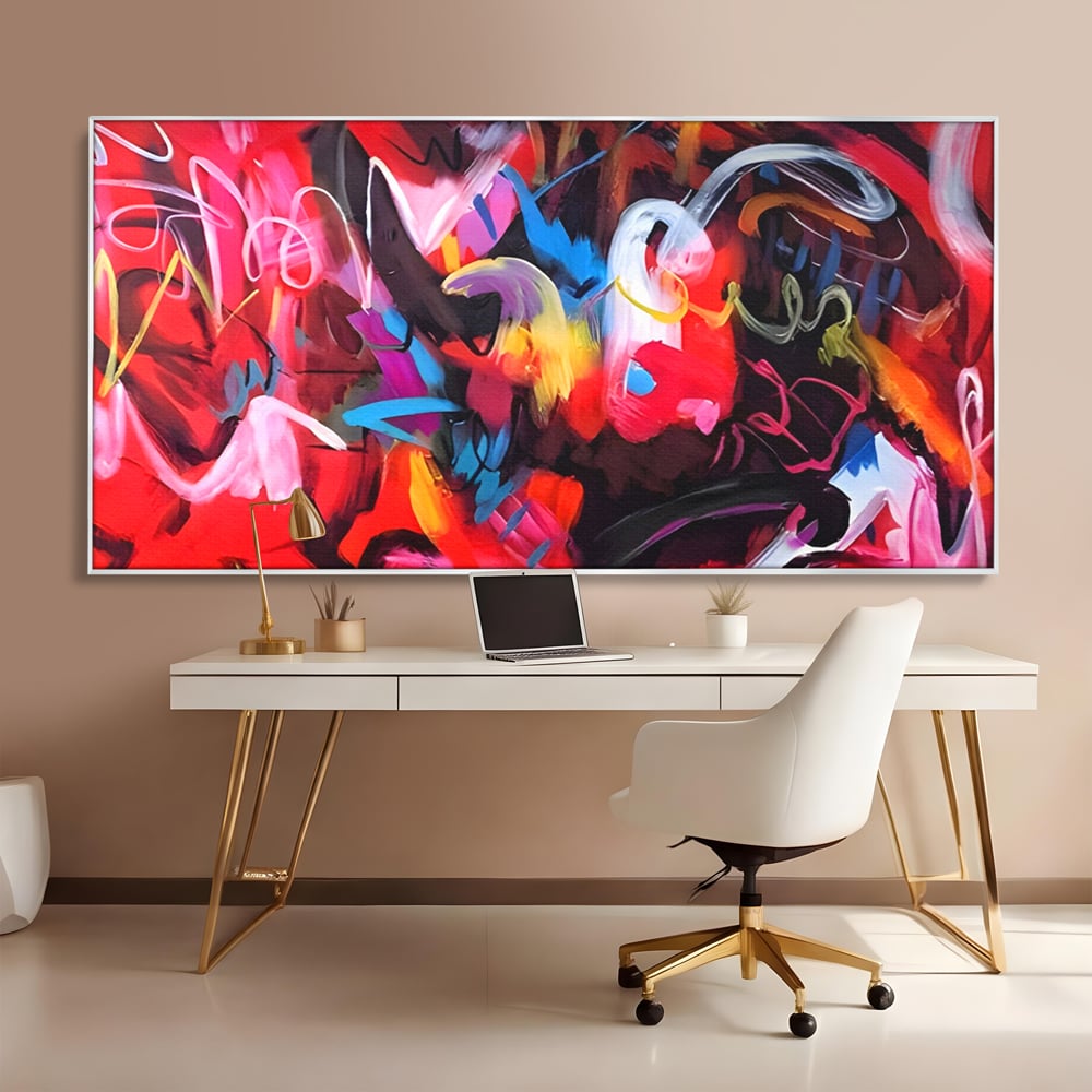 Tablou Canvas Premium LuxCanva® A1315, Red Graffiti , Living, Arta Stradala, Desen, Text, Camera Copil, Culori Vibrante