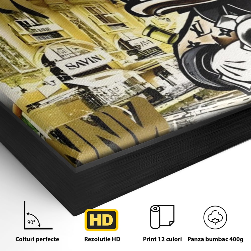 Tablou Canvas Premium, LuxCanva® A1316, No Money! No Funny! Living, Scooge Duck, Personaj, Desene, Rata, Animate, Birou, Culori Vibrante