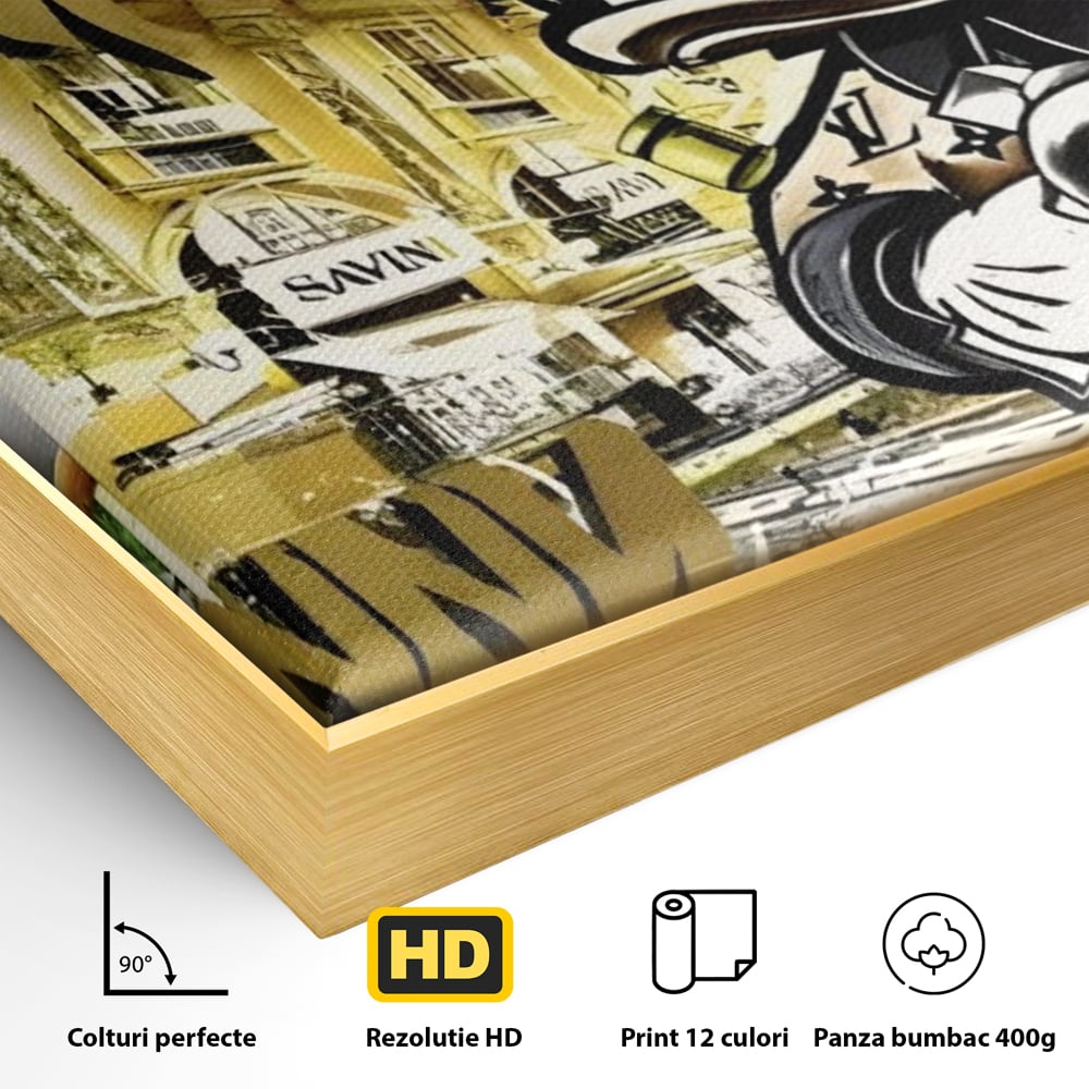 Tablou Canvas Premium, LuxCanva® A1316, No Money! No Funny! Living, Scooge Duck, Personaj, Desene, Rata, Animate, Birou, Culori Vibrante