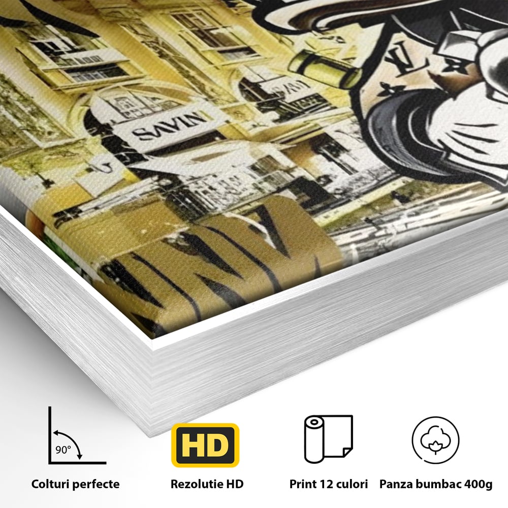 Tablou Canvas Premium, LuxCanva® A1316, No Money! No Funny! Living, Scooge Duck, Personaj, Desene, Rata, Animate, Birou, Culori Vibrante