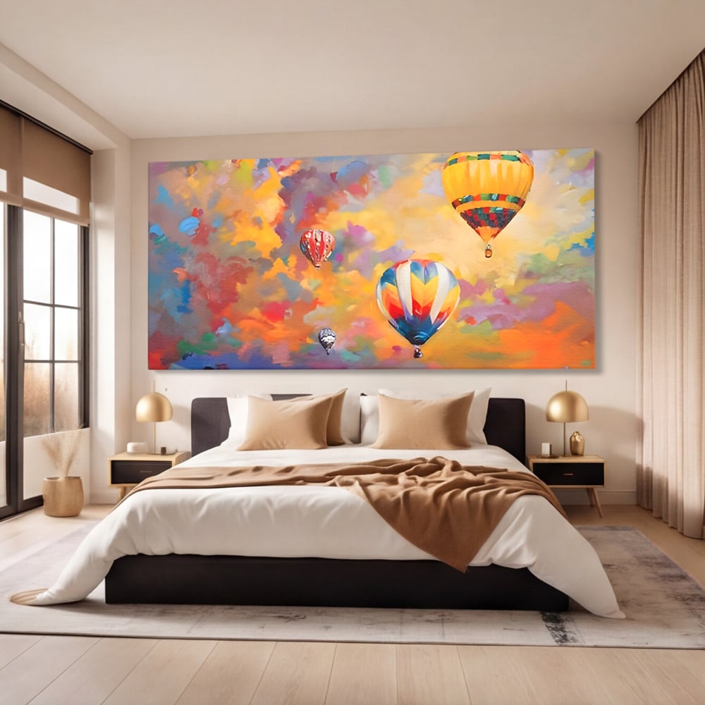 Tablou Canvas Premium LuxCanva® A1317, Baloane Cu Aer Cald , Living, Plimbare, Cer, Relaxare, Vacanta, Dormtior, Culori Vibrante
