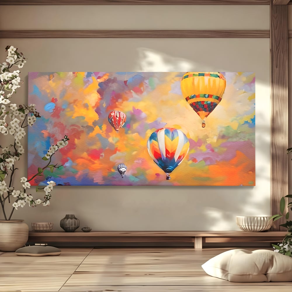 Tablou Canvas Premium LuxCanva® A1317, Baloane Cu Aer Cald , Living, Plimbare, Cer, Relaxare, Vacanta, Dormtior, Culori Vibrante