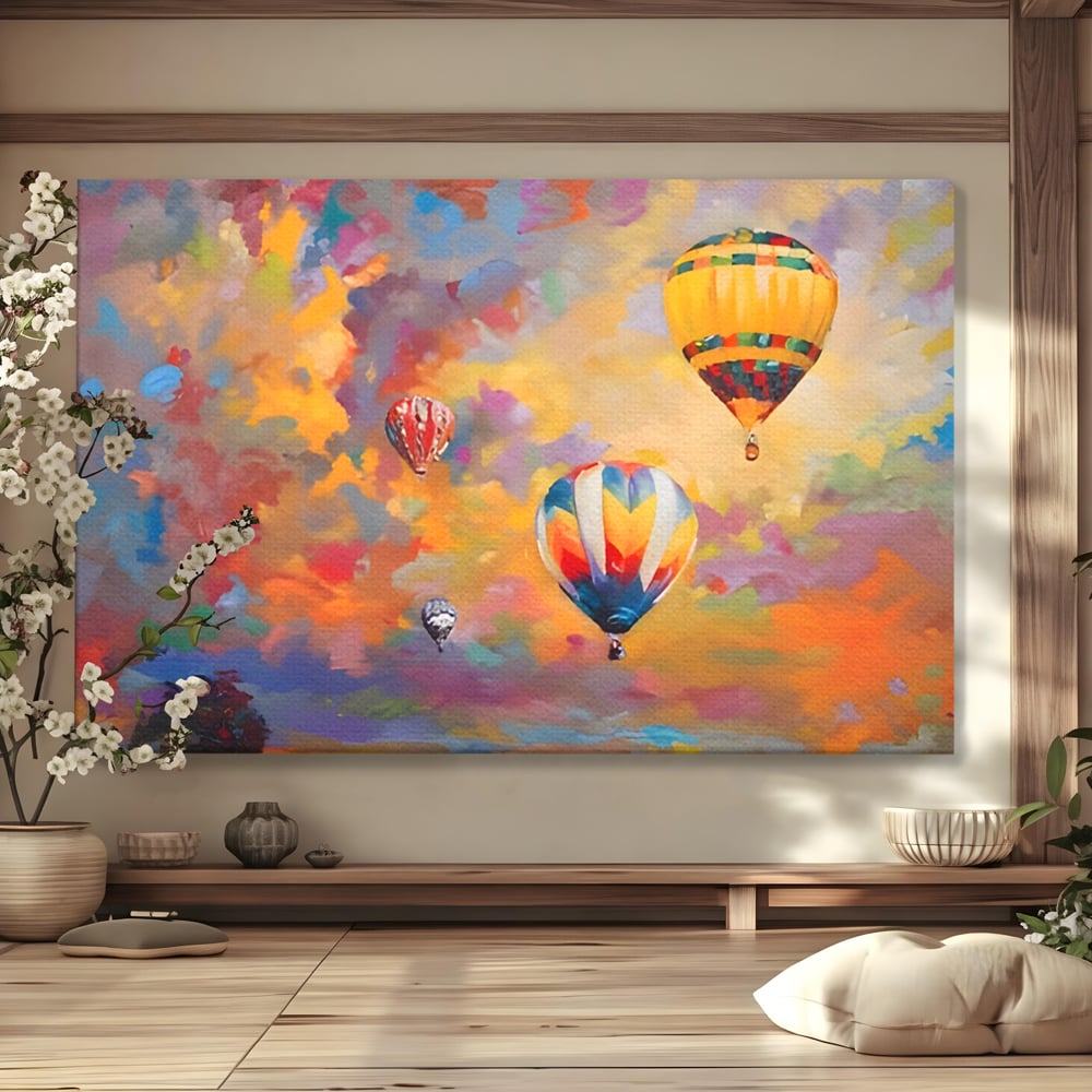 Tablou Canvas Premium LuxCanva® A1317, Baloane Cu Aer Cald , Living, Plimbare, Cer, Relaxare, Vacanta, Dormtior, Culori Vibrante