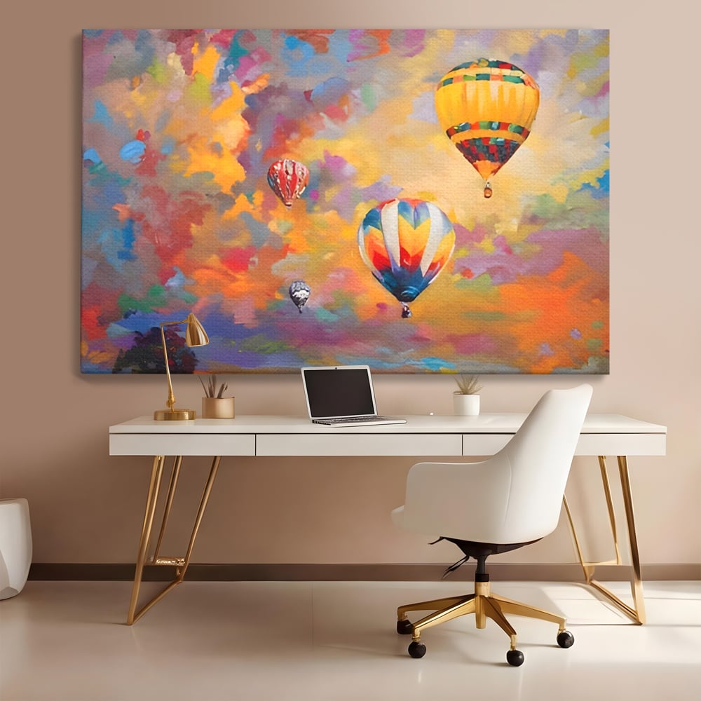 Tablou Canvas Premium LuxCanva® A1317, Baloane Cu Aer Cald , Living, Plimbare, Cer, Relaxare, Vacanta, Dormtior, Culori Vibrante