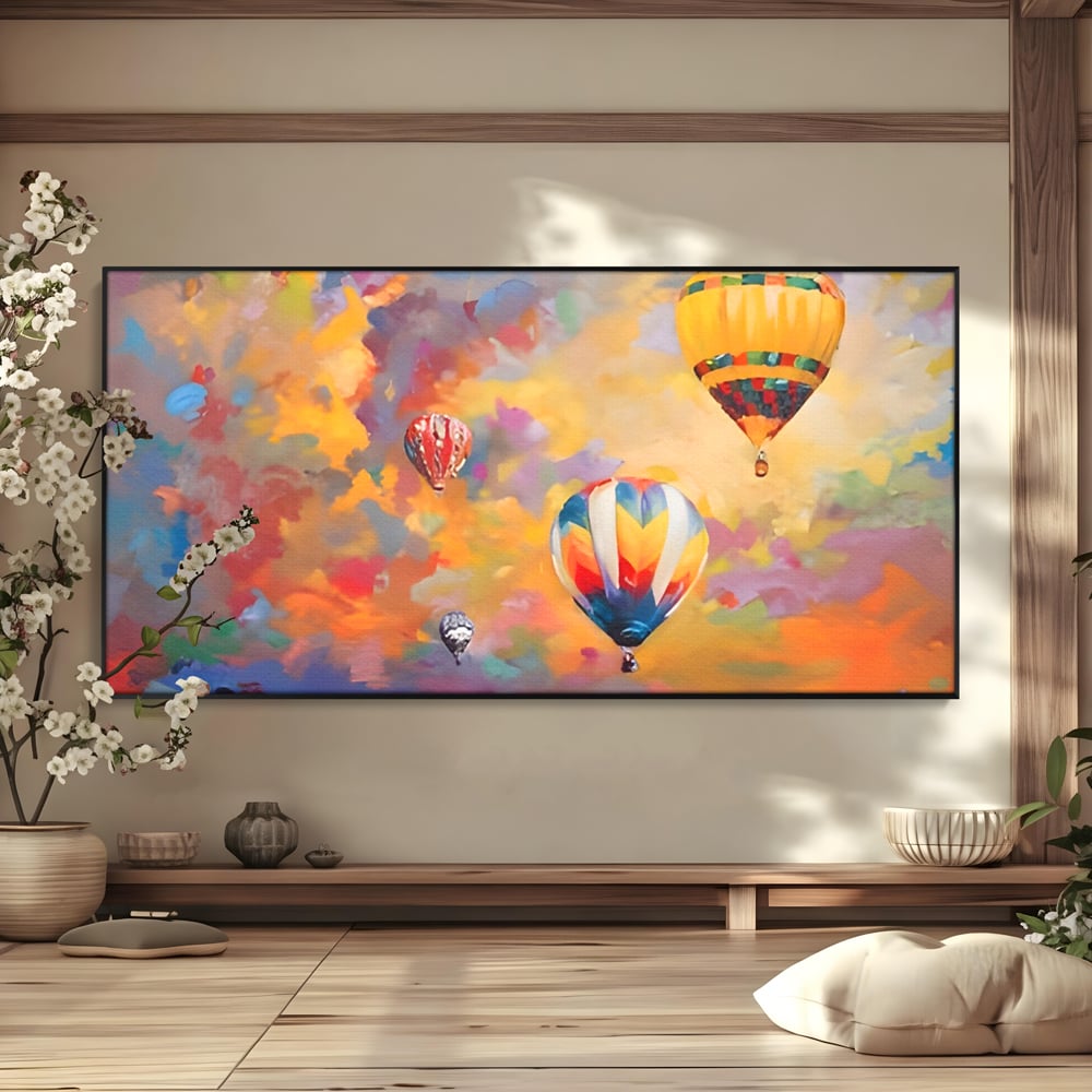 Tablou Canvas Premium LuxCanva® A1317, Baloane Cu Aer Cald , Living, Plimbare, Cer, Relaxare, Vacanta, Dormtior, Culori Vibrante
