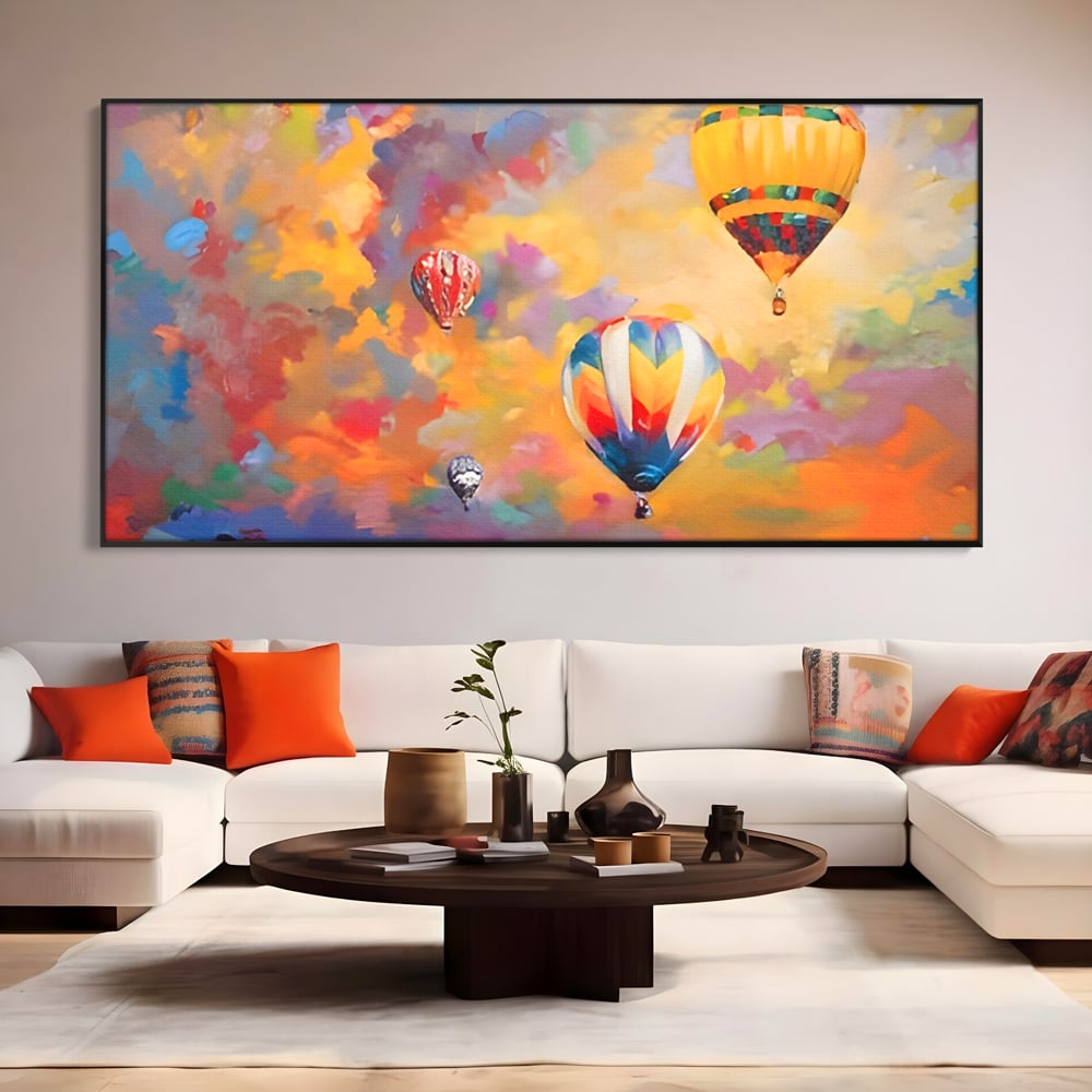 Tablou Canvas Premium LuxCanva® A1317, Baloane Cu Aer Cald , Living, Plimbare, Cer, Relaxare, Vacanta, Dormtior, Culori Vibrante