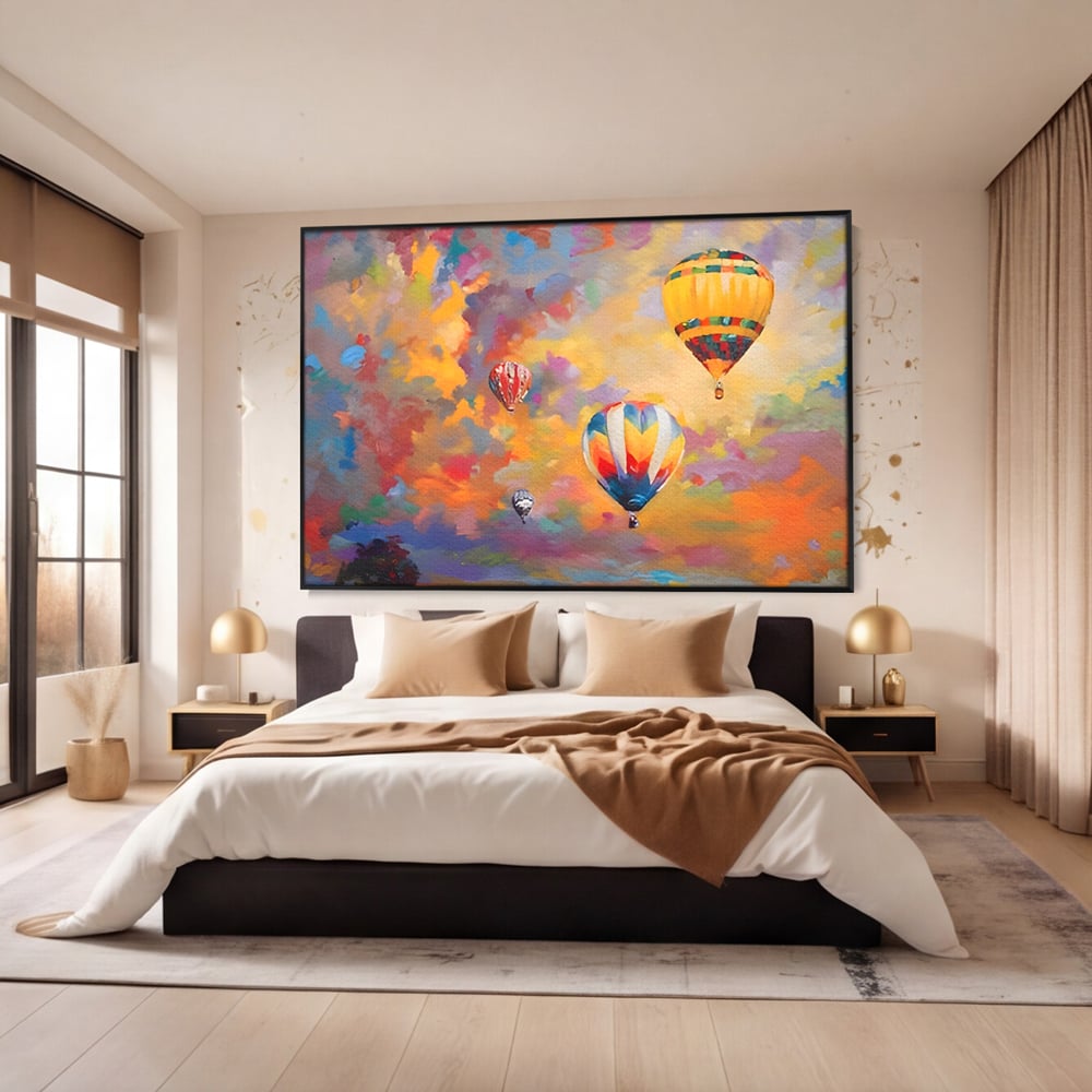 Tablou Canvas Premium LuxCanva® A1317, Baloane Cu Aer Cald , Living, Plimbare, Cer, Relaxare, Vacanta, Dormtior, Culori Vibrante