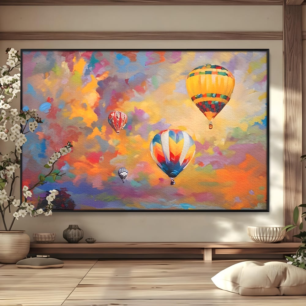 Tablou Canvas Premium LuxCanva® A1317, Baloane Cu Aer Cald , Living, Plimbare, Cer, Relaxare, Vacanta, Dormtior, Culori Vibrante