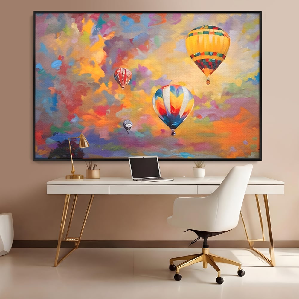Tablou Canvas Premium LuxCanva® A1317, Baloane Cu Aer Cald , Living, Plimbare, Cer, Relaxare, Vacanta, Dormtior, Culori Vibrante