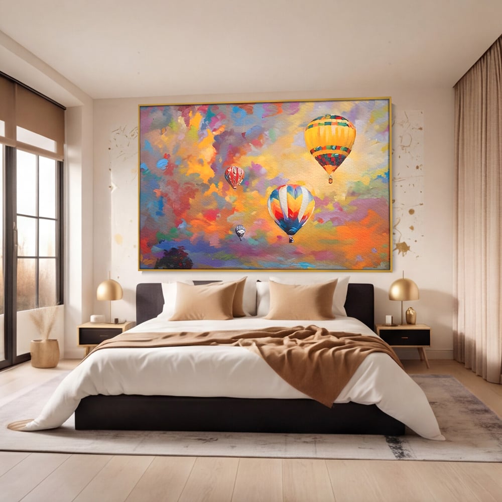 Tablou Canvas Premium LuxCanva® A1317, Baloane Cu Aer Cald , Living, Plimbare, Cer, Relaxare, Vacanta, Dormtior, Culori Vibrante