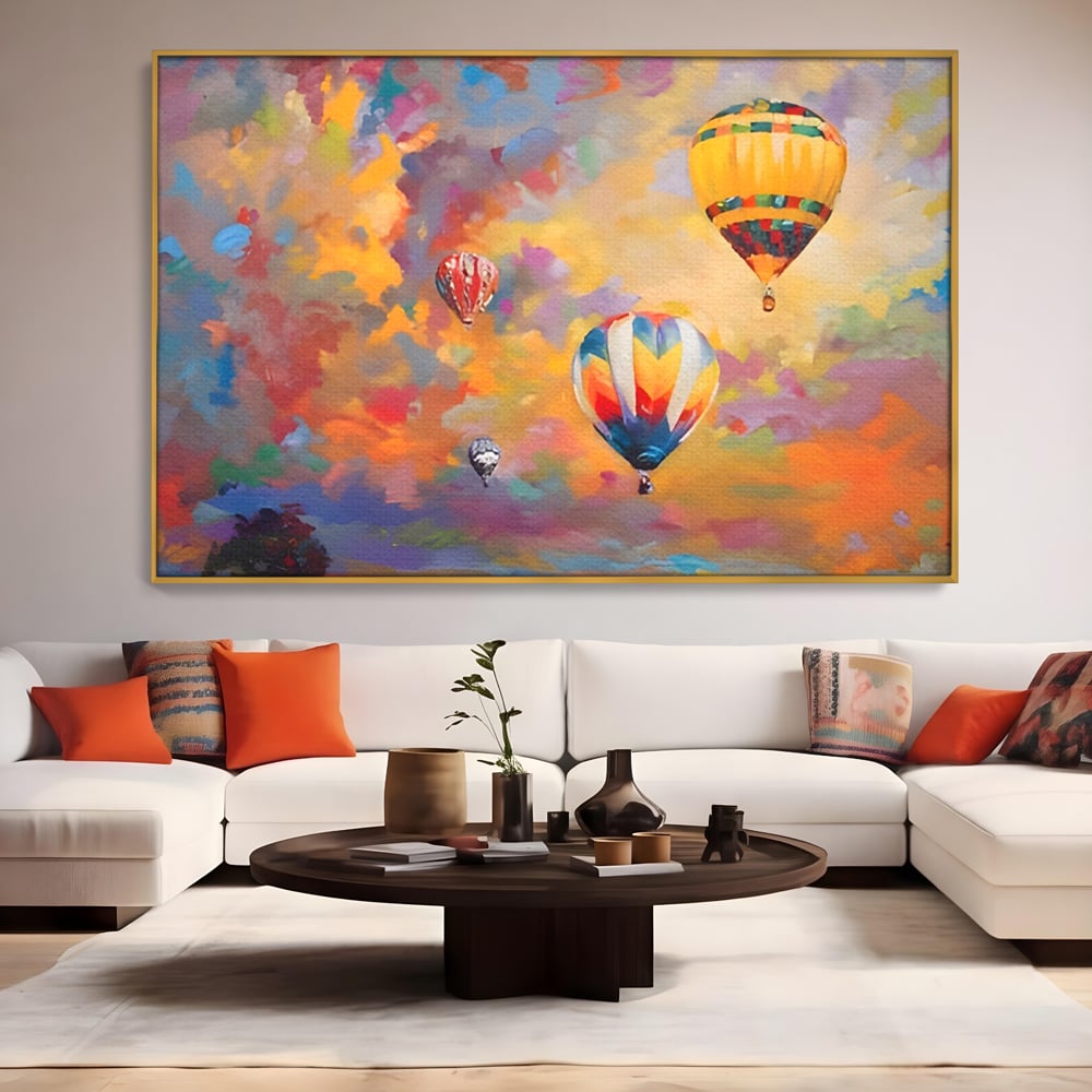 Tablou Canvas Premium LuxCanva® A1317, Baloane Cu Aer Cald , Living, Plimbare, Cer, Relaxare, Vacanta, Dormtior, Culori Vibrante