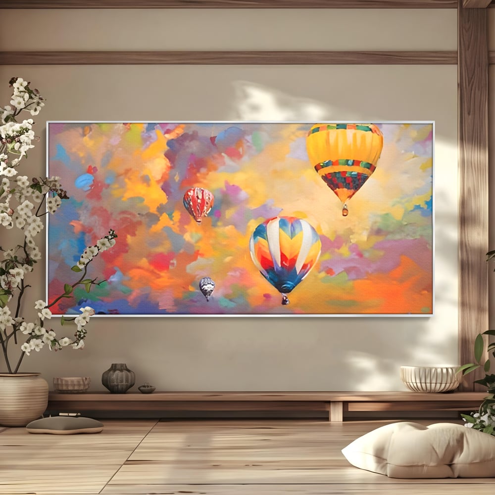 Tablou Canvas Premium LuxCanva® A1317, Baloane Cu Aer Cald , Living, Plimbare, Cer, Relaxare, Vacanta, Dormtior, Culori Vibrante