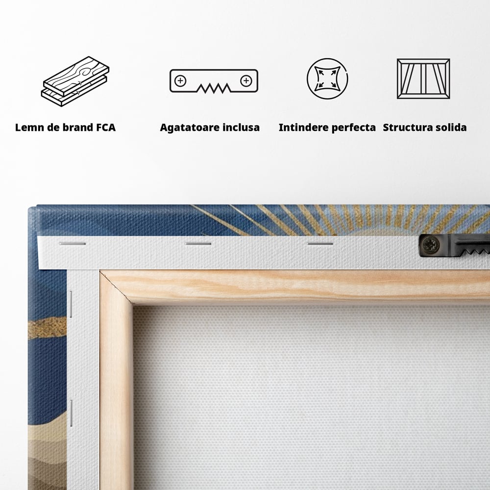 Tablou Canvas Premium LuxCanva® A1318, Abstract Mountain ,  Living, Munte, Soare, Auriu, Dormtior, Culori Vibrante