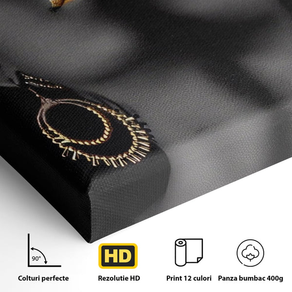 Tablou Canvas Premium LuxCanva® A1319, Black Woman , Living, Femeie, Auriu, Africa, Dormtior, Culori Vibrante