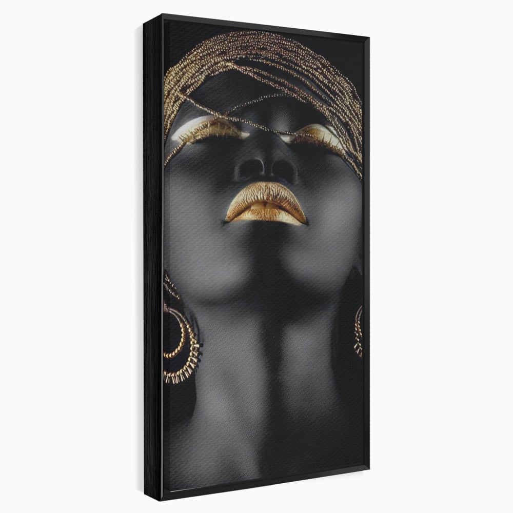 Leinwandbilder Premium LuxCanva® A1319, Schwarze Frau, Wohnen, Frau, Golden, Afrika, Afrika, Schlafzimmer, Lebendige Farben