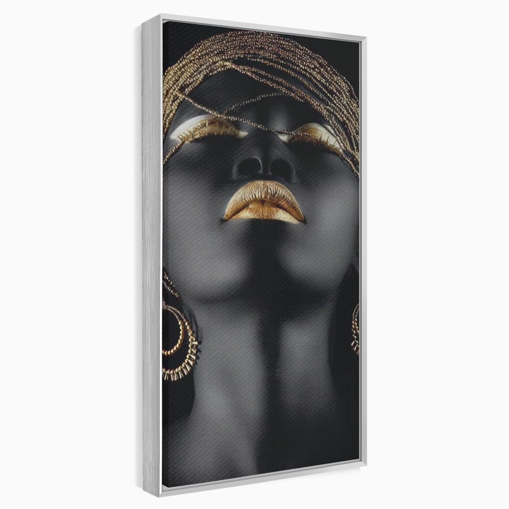 Leinwandbilder Premium LuxCanva® A1319, Schwarze Frau, Wohnen, Frau, Golden, Afrika, Afrika, Schlafzimmer, Lebendige Farben