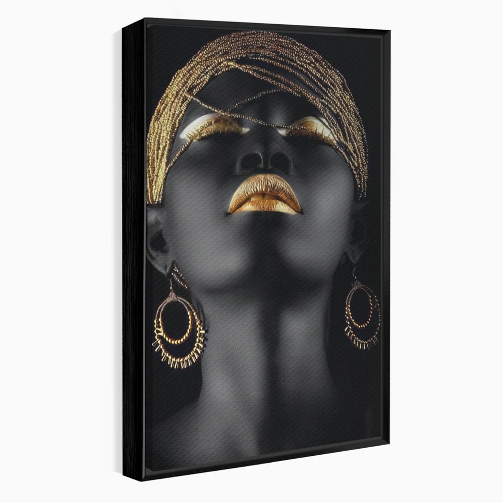 Leinwandbilder Premium LuxCanva® A1319, Schwarze Frau, Wohnen, Frau, Golden, Afrika, Afrika, Schlafzimmer, Lebendige Farben
