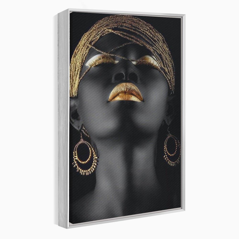 Leinwandbilder Premium LuxCanva® A1319, Schwarze Frau, Wohnen, Frau, Golden, Afrika, Afrika, Schlafzimmer, Lebendige Farben