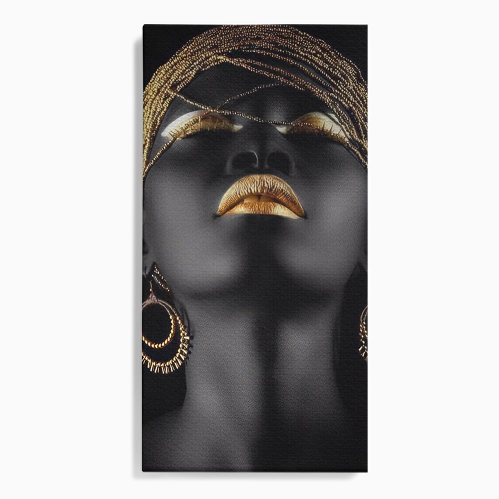 Leinwandbilder Premium LuxCanva® A1319, Schwarze Frau, Wohnen, Frau, Golden, Afrika, Afrika, Schlafzimmer, Lebendige Farben
