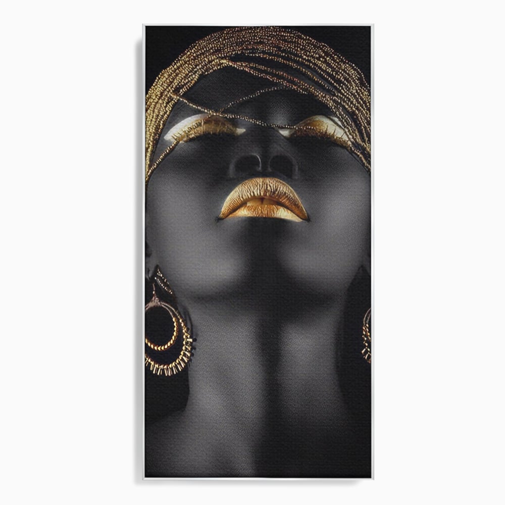 Leinwandbilder Premium LuxCanva® A1319, Schwarze Frau, Wohnen, Frau, Golden, Afrika, Afrika, Schlafzimmer, Lebendige Farben