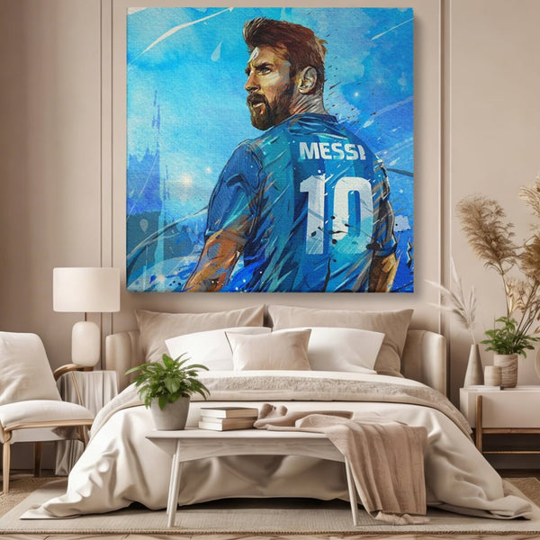 Tablou Canvas Premium LuxCanva® A1320, Lionel Andrés Messi , Living, Echipa, Fotbal, FC Barcelona, Balon De Aur, Culori Vibrante