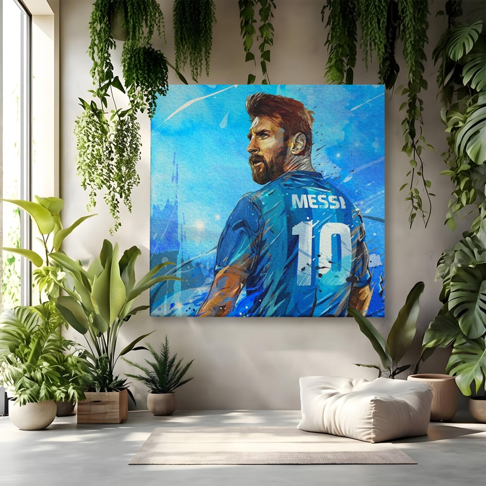 Fotoleinwand Leinwand Premium LuxCanva® A1320, Lionel Andrés Messi , Wohnen, Leben, Mannschaft, Fußball, FC Barcelona, Goldener Ball, Lebendige Farben