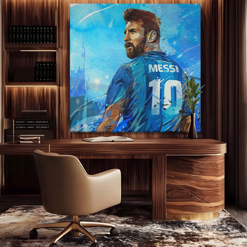 Fotoleinwand Leinwand Premium LuxCanva® A1320, Lionel Andrés Messi , Wohnen, Leben, Mannschaft, Fußball, FC Barcelona, Goldener Ball, Lebendige Farben