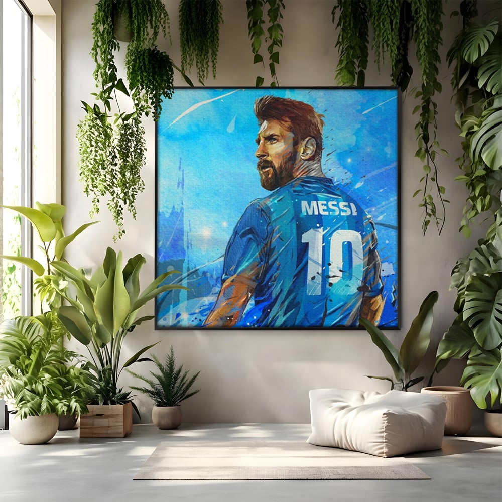 Fotoleinwand Leinwand Premium LuxCanva® A1320, Lionel Andrés Messi , Wohnen, Leben, Mannschaft, Fußball, FC Barcelona, Goldener Ball, Lebendige Farben