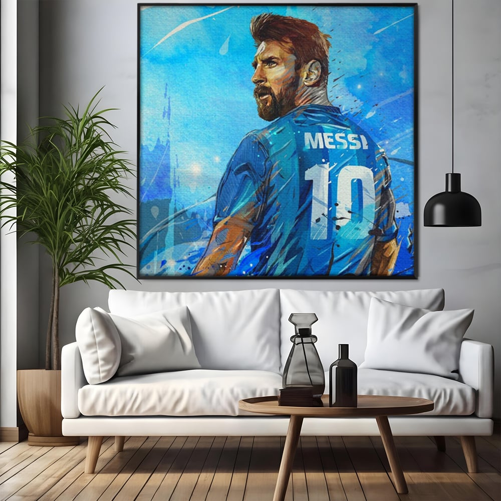 Fotoleinwand Leinwand Premium LuxCanva® A1320, Lionel Andrés Messi , Wohnen, Leben, Mannschaft, Fußball, FC Barcelona, Goldener Ball, Lebendige Farben