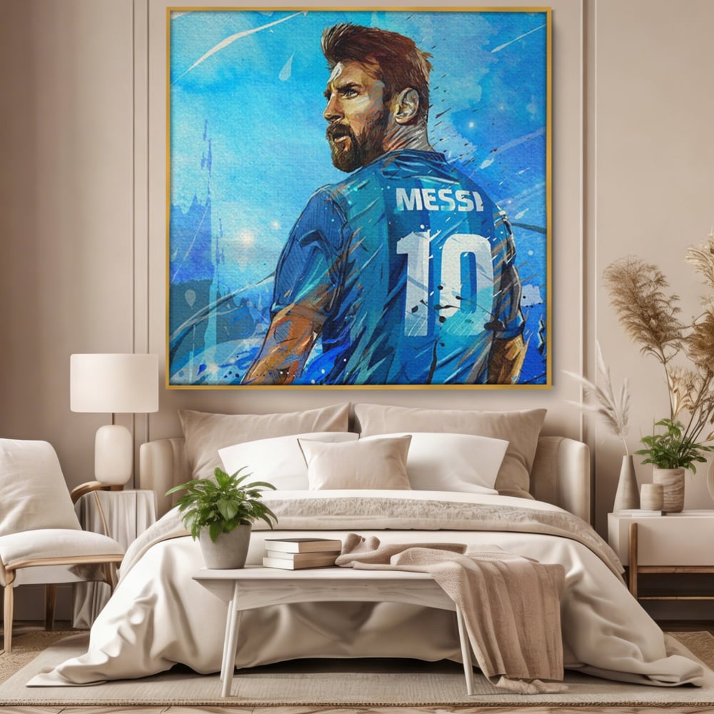 Fotoleinwand Leinwand Premium LuxCanva® A1320, Lionel Andrés Messi , Wohnen, Leben, Mannschaft, Fußball, FC Barcelona, Goldener Ball, Lebendige Farben