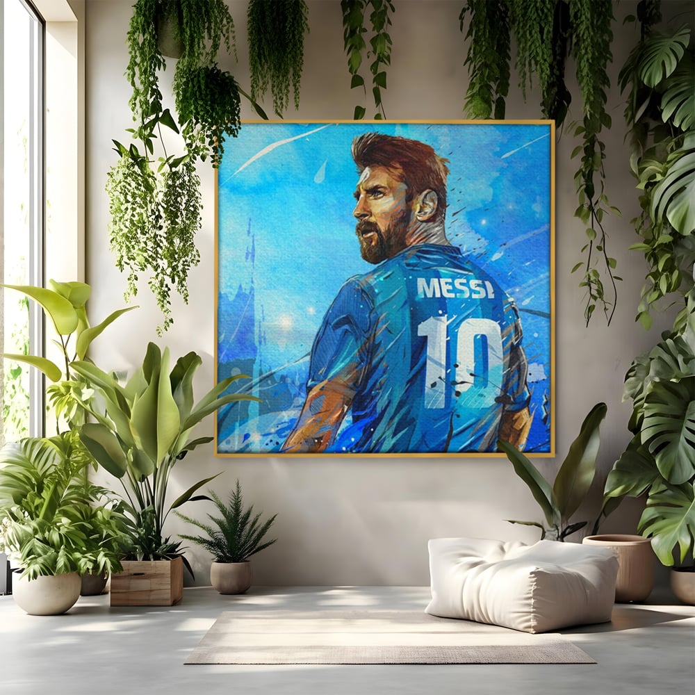 Fotoleinwand Leinwand Premium LuxCanva® A1320, Lionel Andrés Messi , Wohnen, Leben, Mannschaft, Fußball, FC Barcelona, Goldener Ball, Lebendige Farben