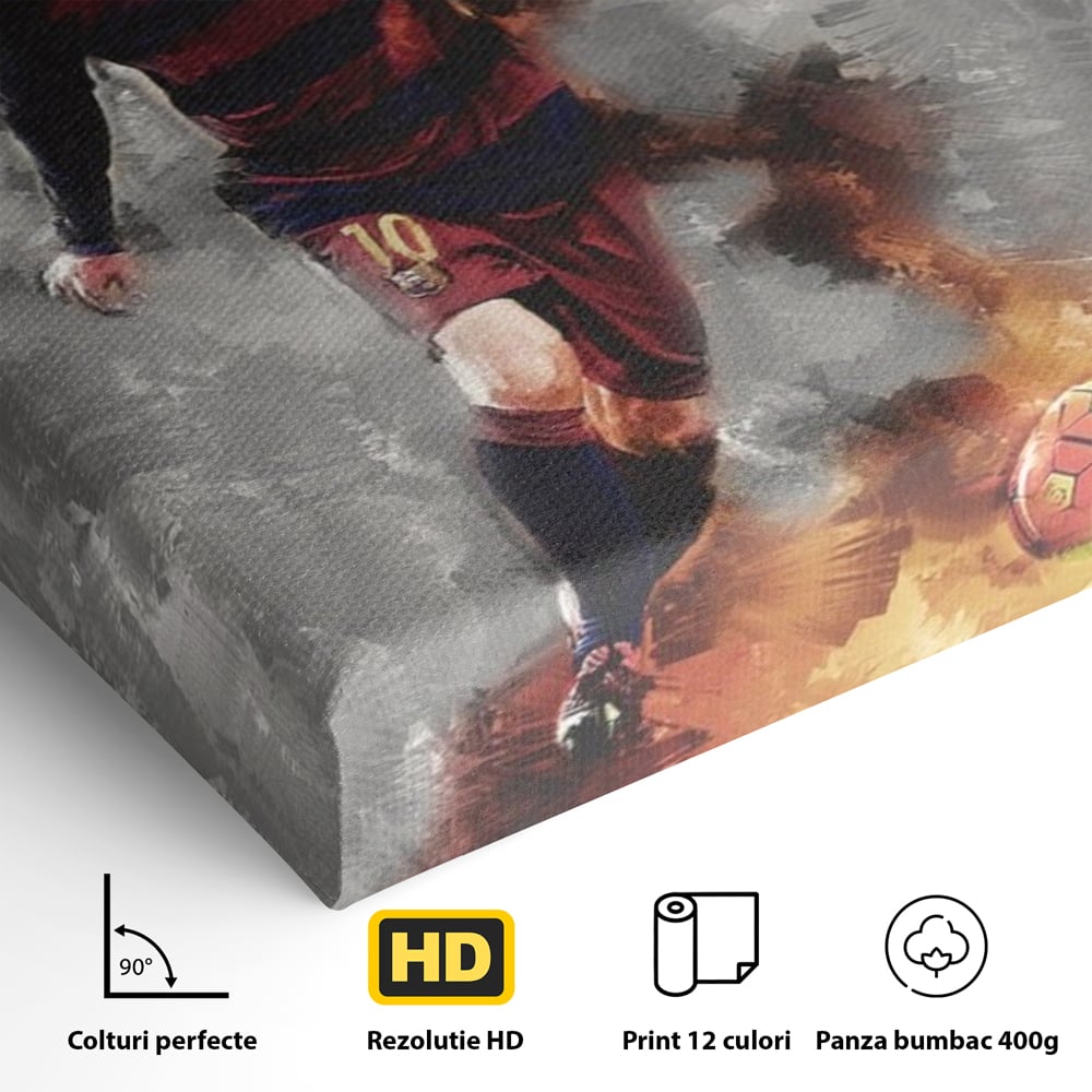Tablou Canvas Premium LuxCanva® A1321, Lionel Andrés Messi , Living, Fotbal, Atacant, Balon De Aur, Studio, Culori Vibrante