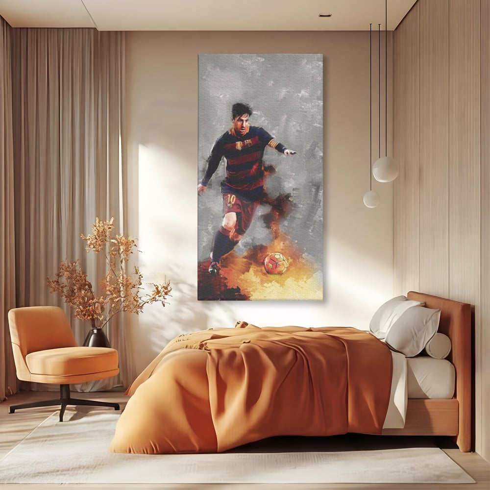 Tablou Canvas Premium LuxCanva® A1321, Lionel Andrés Messi , Living, Fotbal, Atacant, Balon De Aur, Studio, Culori Vibrante