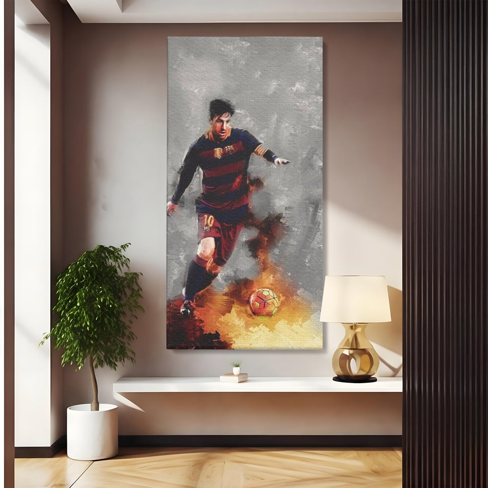 Tablou Canvas Premium LuxCanva® A1321, Lionel Andrés Messi , Living, Fotbal, Atacant, Balon De Aur, Studio, Culori Vibrante