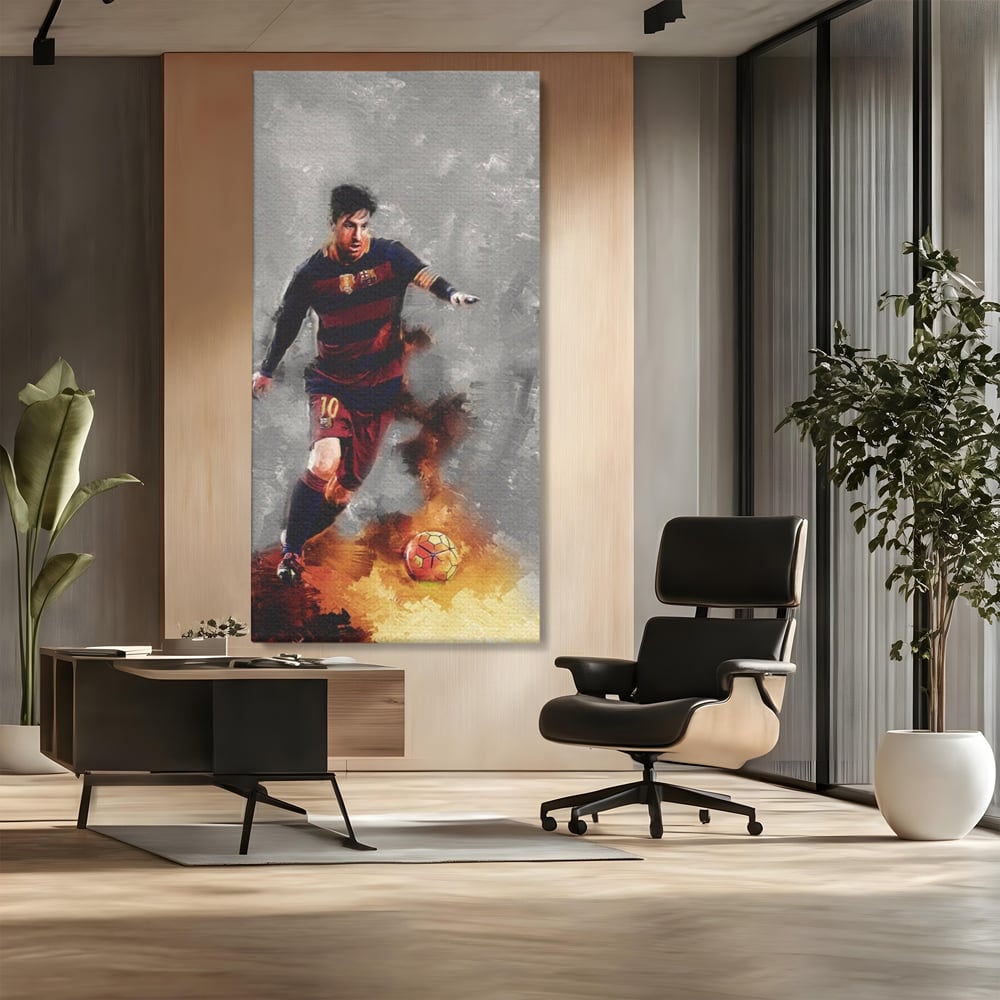 Tablou Canvas Premium LuxCanva® A1321, Lionel Andrés Messi , Living, Fotbal, Atacant, Balon De Aur, Studio, Culori Vibrante