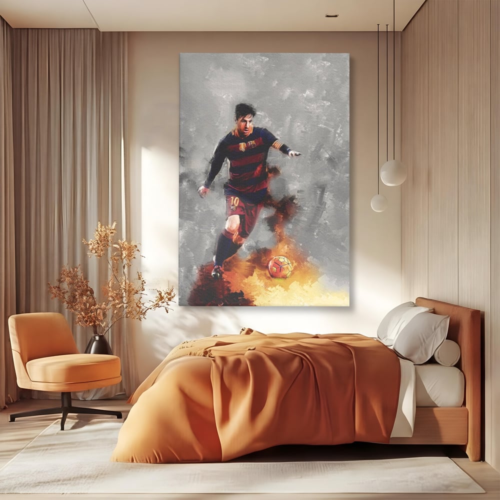 Tablou Canvas Premium LuxCanva® A1321, Lionel Andrés Messi , Living, Fotbal, Atacant, Balon De Aur, Studio, Culori Vibrante