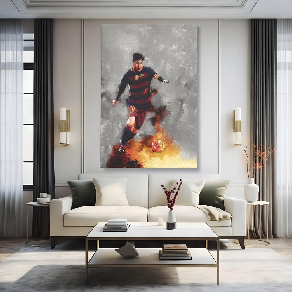 Tablou Canvas Premium LuxCanva® A1321, Lionel Andrés Messi , Living, Fotbal, Atacant, Balon De Aur, Studio, Culori Vibrante