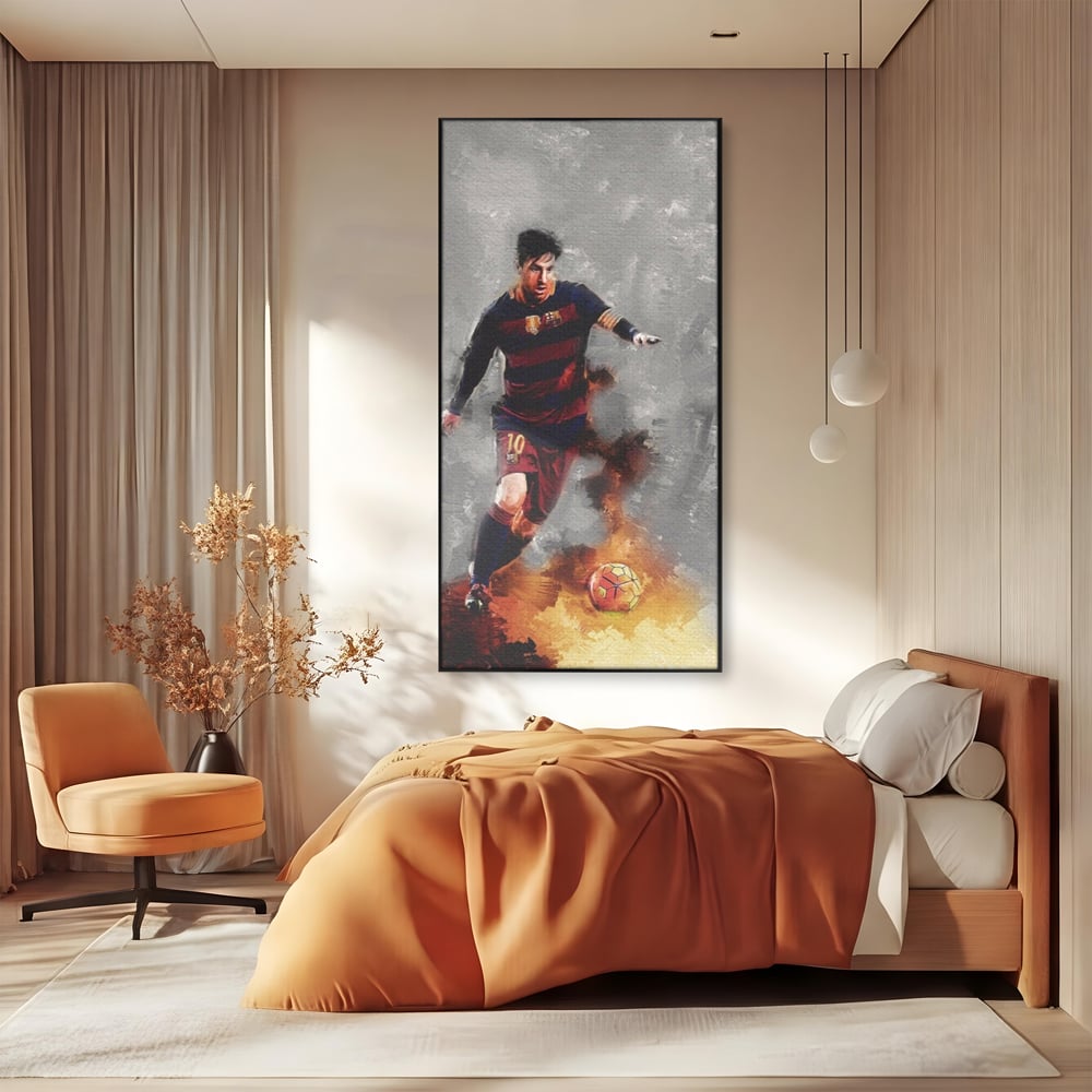 Tablou Canvas Premium LuxCanva® A1321, Lionel Andrés Messi , Living, Fotbal, Atacant, Balon De Aur, Studio, Culori Vibrante