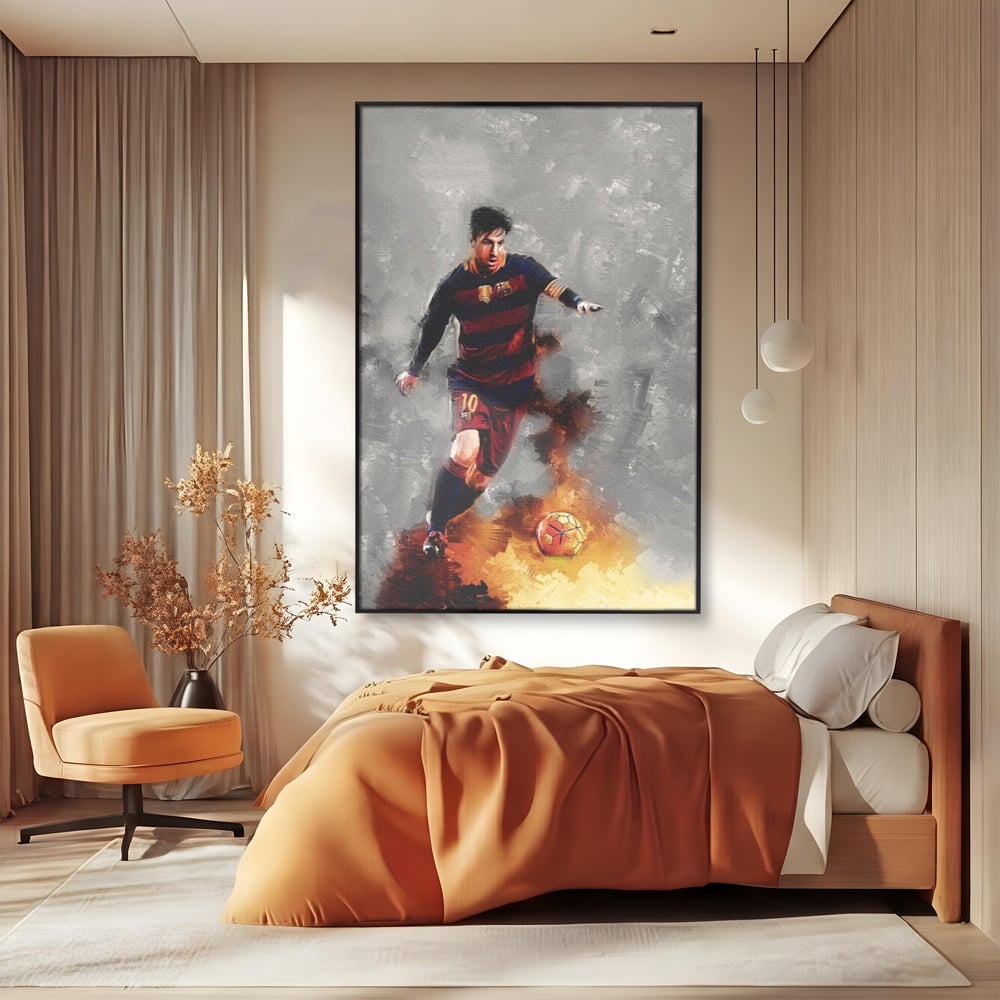 Tablou Canvas Premium LuxCanva® A1321, Lionel Andrés Messi , Living, Fotbal, Atacant, Balon De Aur, Studio, Culori Vibrante
