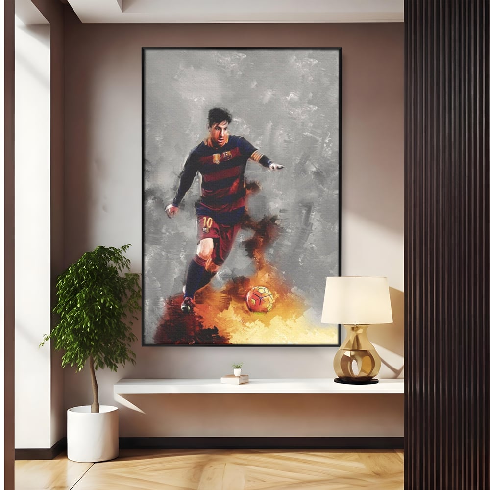 Tablou Canvas Premium LuxCanva® A1321, Lionel Andrés Messi , Living, Fotbal, Atacant, Balon De Aur, Studio, Culori Vibrante
